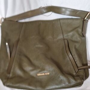 Michael Kors Dark Green Leather Shoulder Bag, See Description For Condition